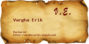 Vargha Erik névjegykártya